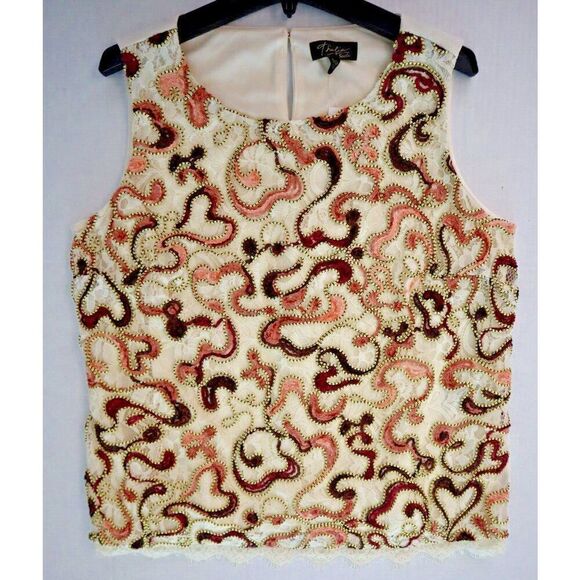 Thalia Sodi 12208 Women's Sz Small Iced Ivory Embroidered Lace Sleeveless Top - Picture 7 of 9
